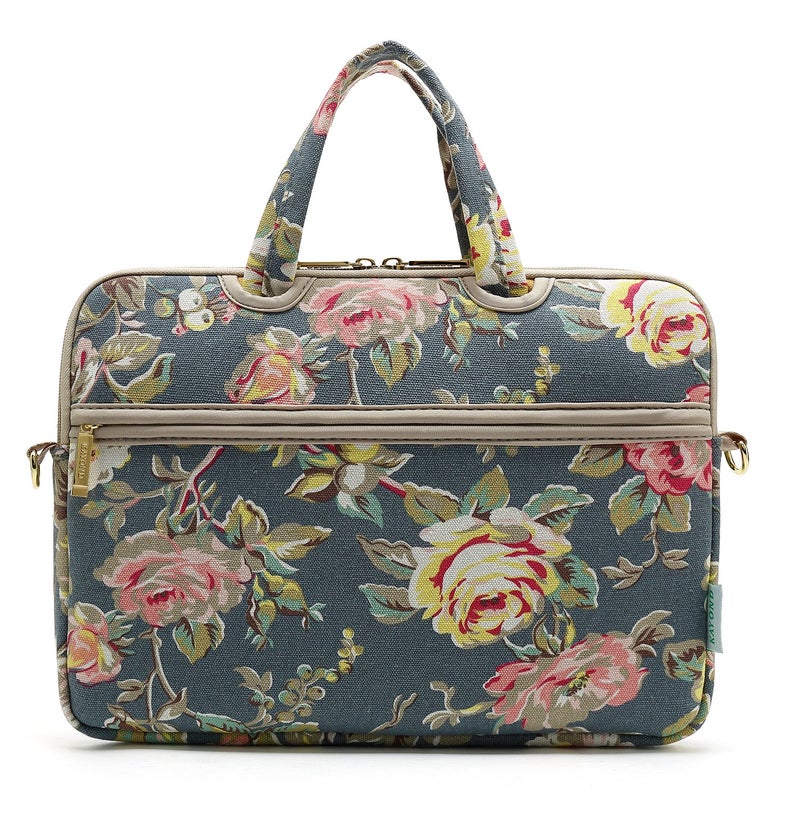 kayond Black C Rose Patten water resistant Laptop Shoulder Messenger Bag Case Sleeve for 14 Inch 14.1 Inch Laptop,Laptop Briefcase - Image 2